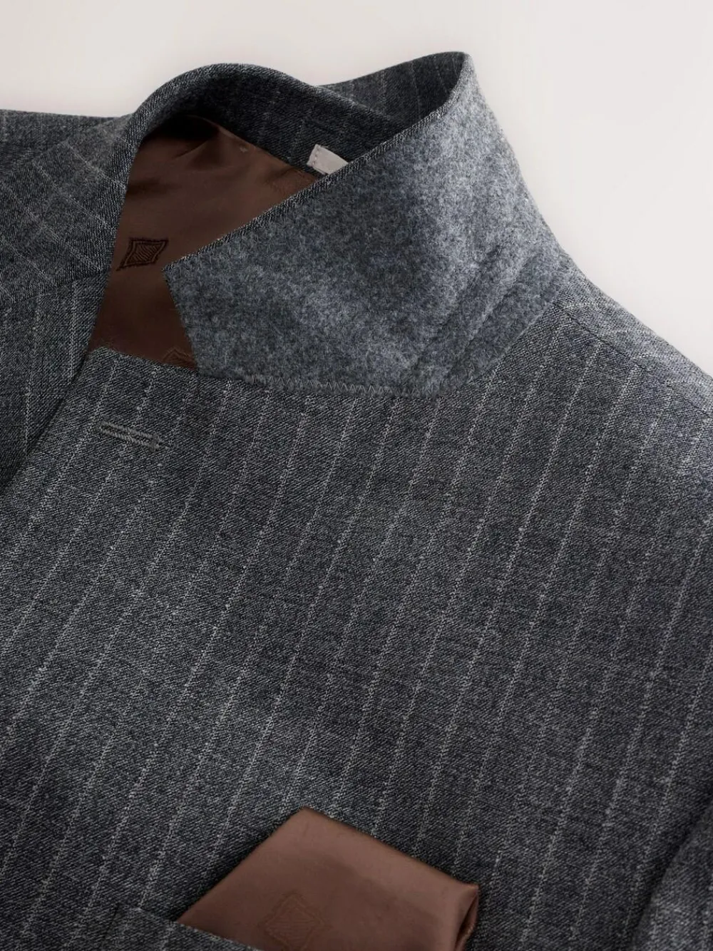 Online Next Grey Tailored Fit Wool Blend Stripe Suit Jacket