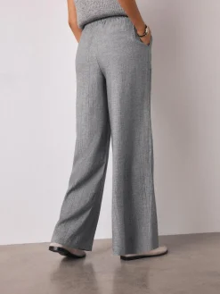 Discount Next Grey Tie Waist Wide Leg Trousers with Wool