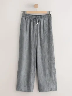 Discount Next Grey Tie Waist Wide Leg Trousers with Wool