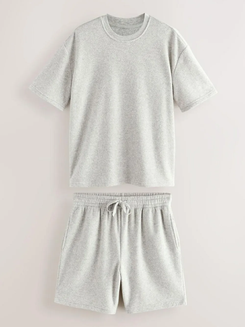 Online Next Towelling Short Sleeve Pyjamas Set Grey