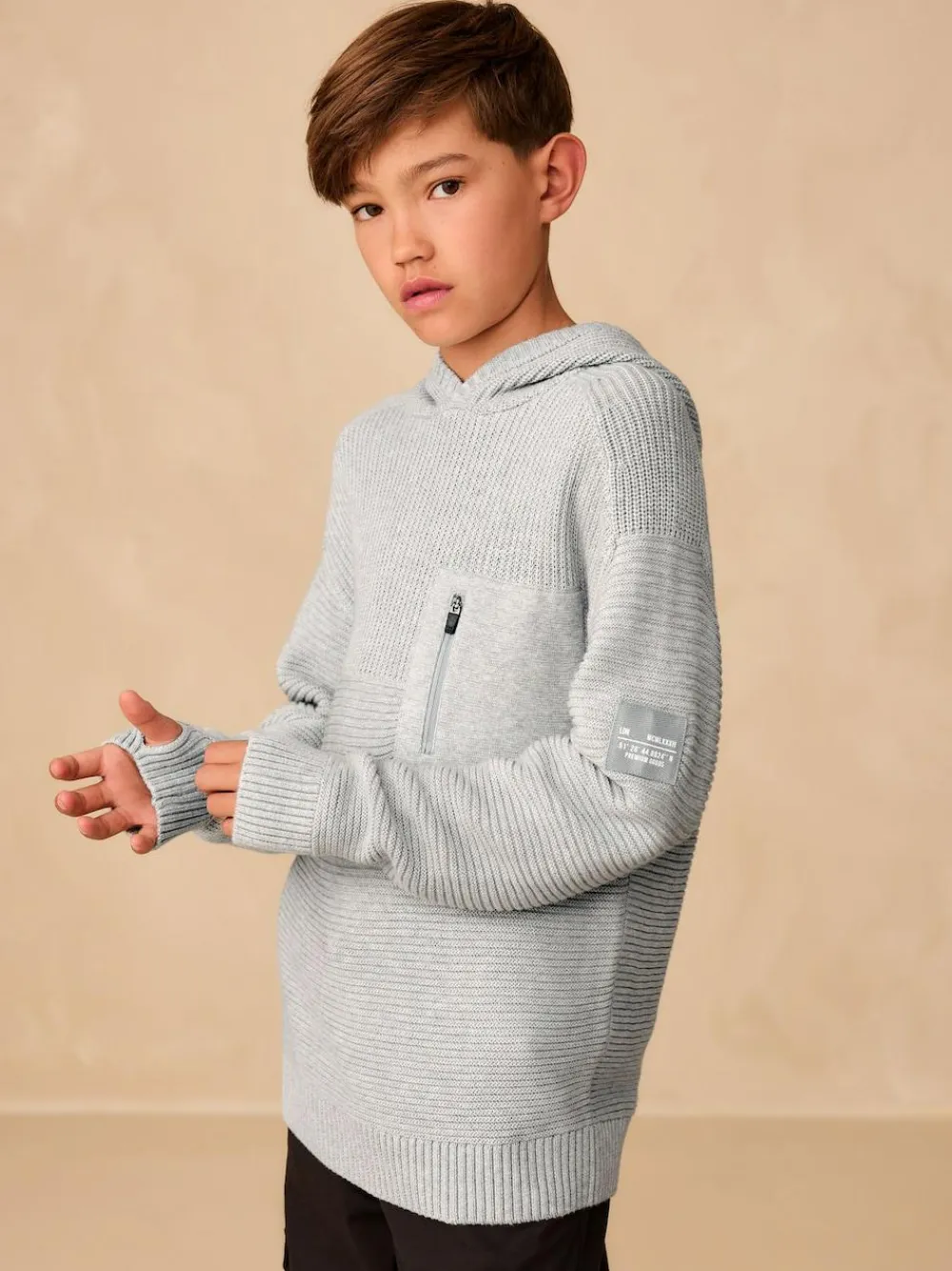 Sale Next Grey Utility Knitted Hoodie (3-16yrs)