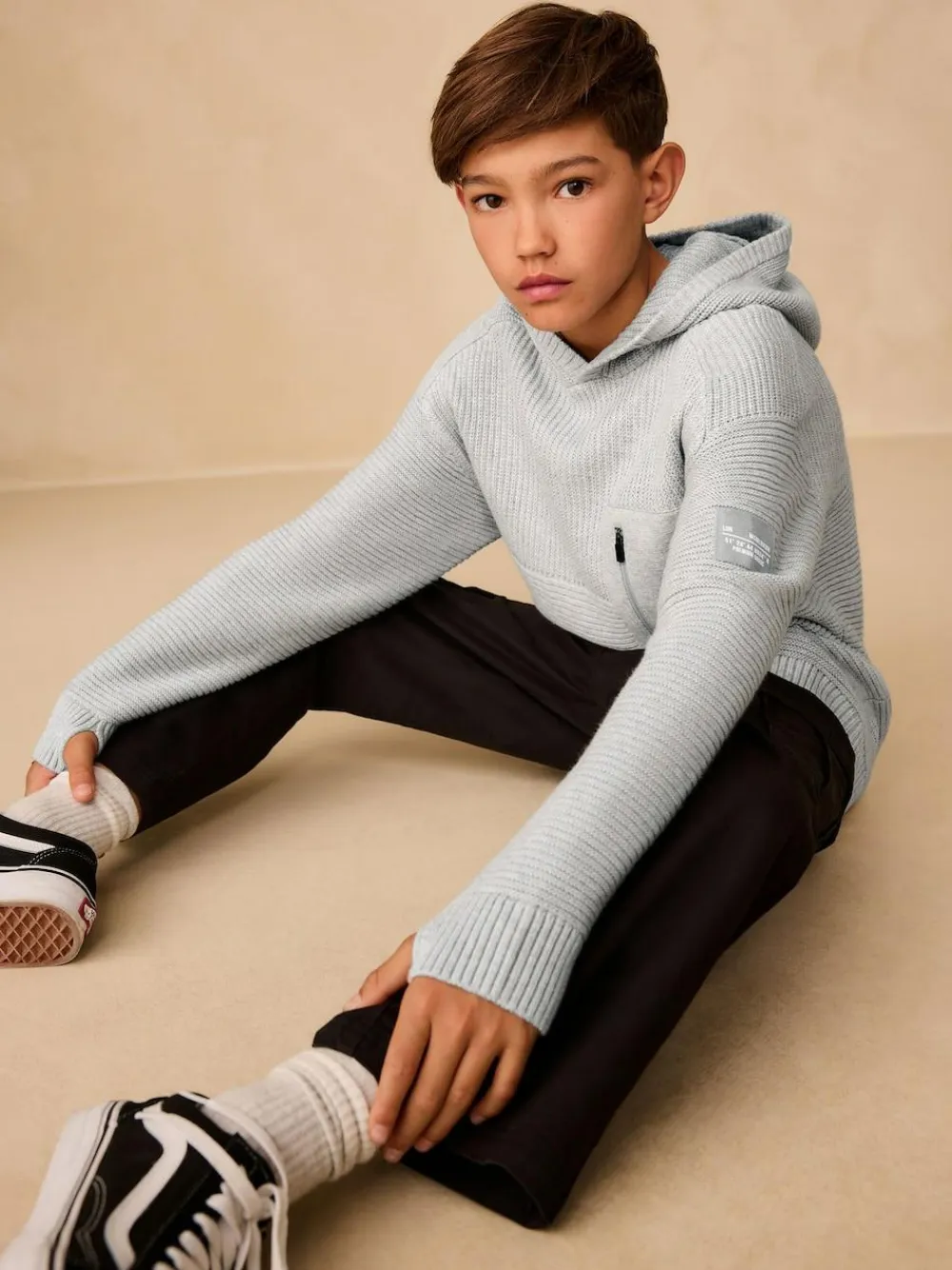Sale Next Grey Utility Knitted Hoodie (3-16yrs)
