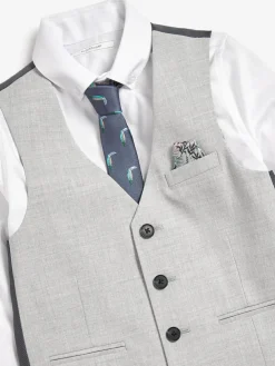Next Grey Waistcoat, White Shirt & Tie Set (12mths-16yrs)^BOY Suits & Vest