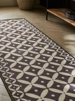 Next Grey Washable Tile Runner^ Rugs & Runners
