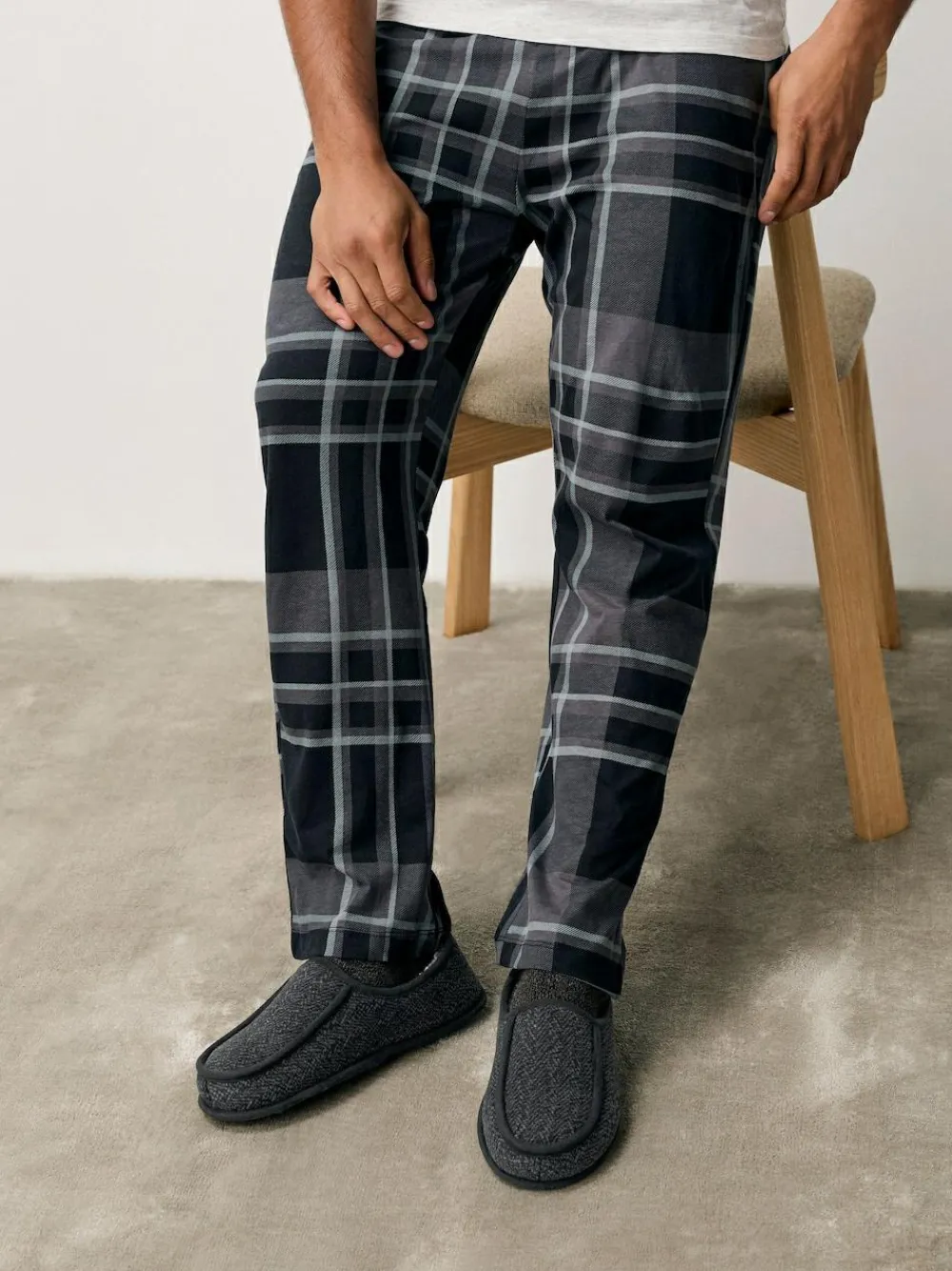 Clearance Next Wide Fit Closed Back Slippers Grey