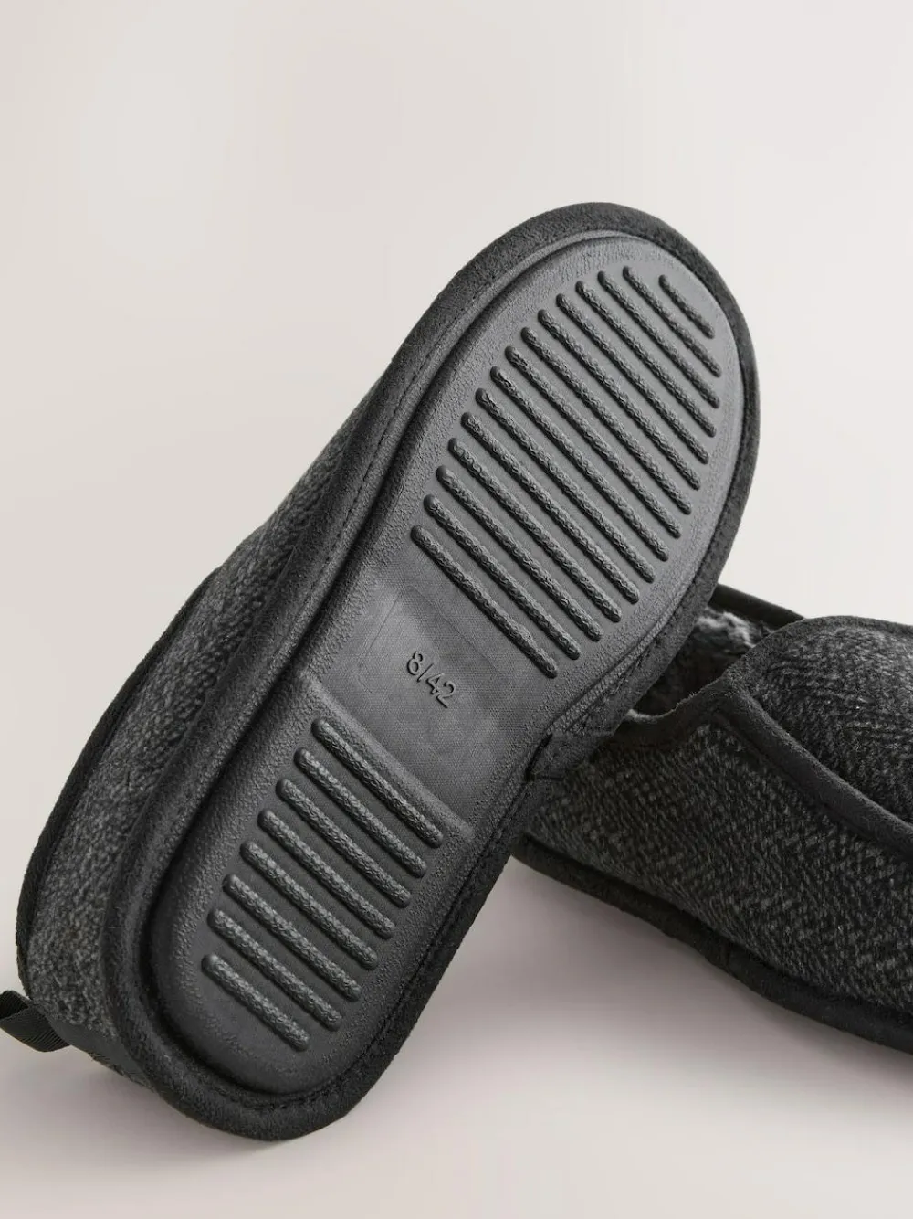 Clearance Next Wide Fit Closed Back Slippers Grey