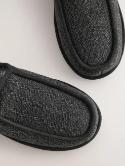 Clearance Next Wide Fit Closed Back Slippers Grey