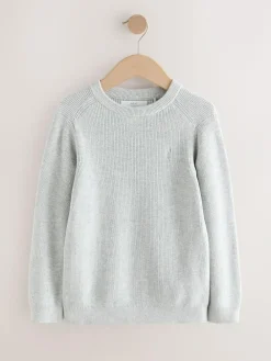 Next Grey With Stag Cotton Crew Neck Knitted Jumper (3-16yrs)^BOY Knitwear & Sweaters|Knitwear