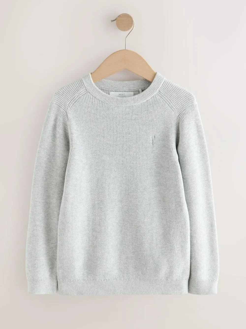 Next Grey With Stag Cotton Crew Neck Knitted Jumper (3-16yrs)^BOY Knitwear & Sweaters|Knitwear
