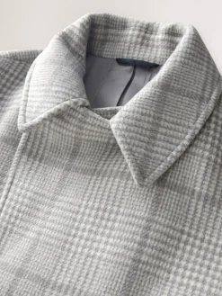 Next Grey Wool Blend Soft Touch Check Pea Coat^ Coats & Jackets|Coats & Jackets