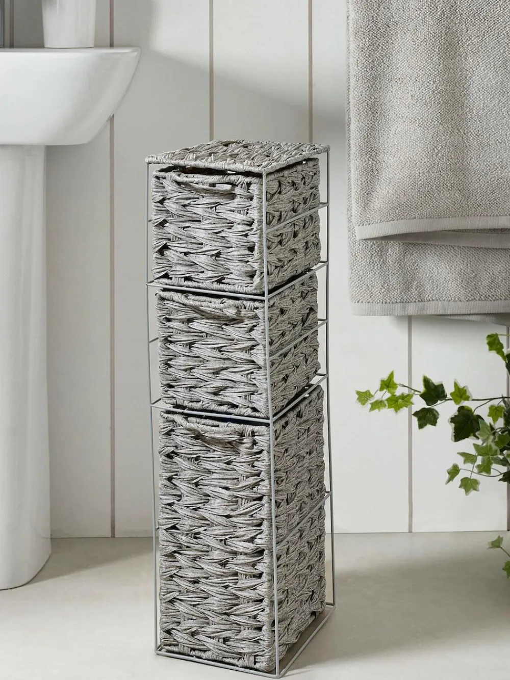 Hot Next Grey Woven Slim Storage Drawers