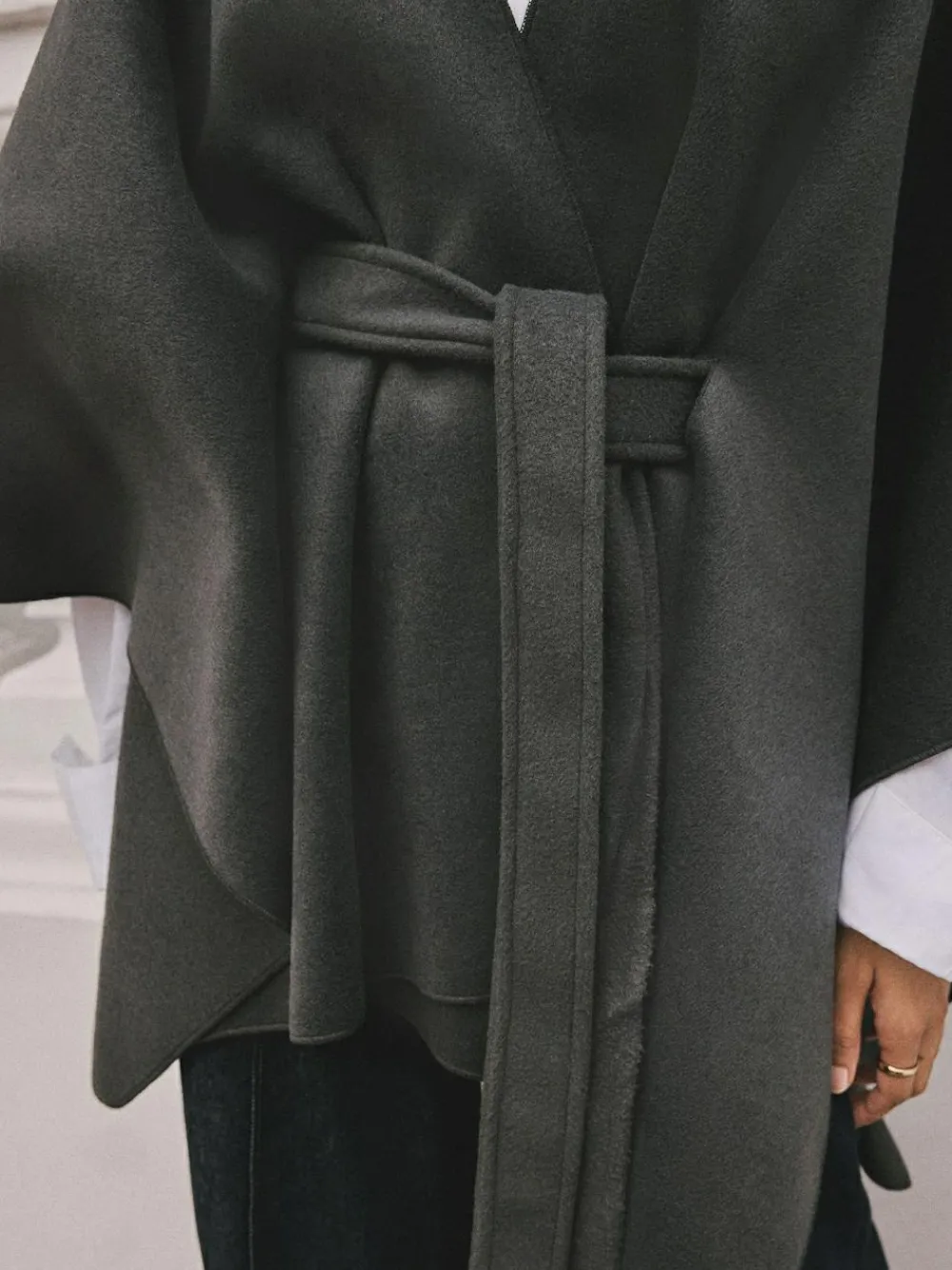 Best Next Wrap Front Cape Poncho Grey