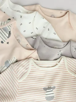 Discount Next Grey Zebra Baby Short Sleeve Bodysuits 100% Cotton 5 Pack