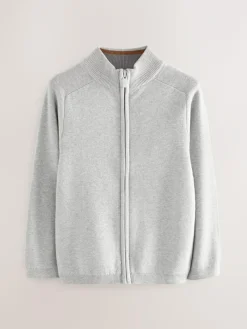 Next Grey Zip Through Knitted Cardigan (3-16yrs)^BOY Knitwear & Sweaters|Knitwear