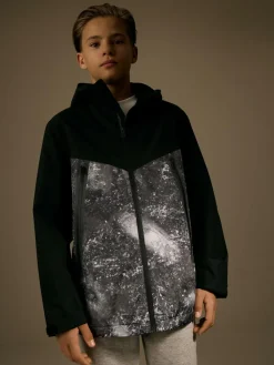 Best Next Grey/Black Waterproof Fleece Lined Hooded Jacket (3-16yrs)