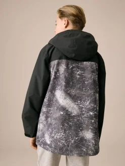 Best Next Grey/Black Waterproof Fleece Lined Hooded Jacket (3-16yrs)