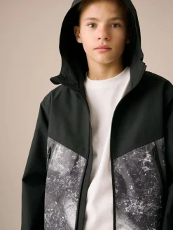 Best Next Grey/Black Waterproof Fleece Lined Hooded Jacket (3-16yrs)