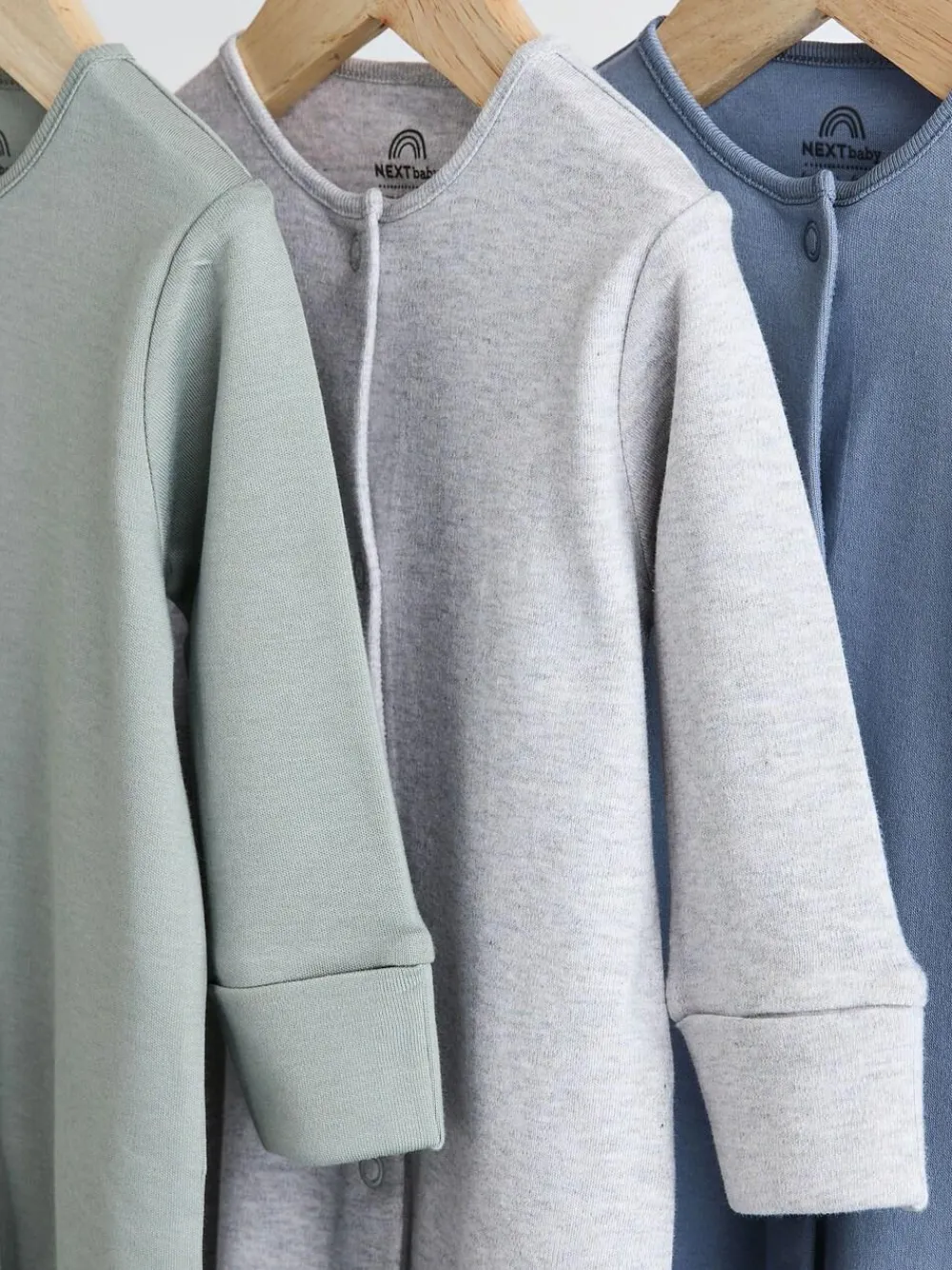 Discount Next 3 Pack Baby Sleepsuits (0-2yrs) Grey/Blue