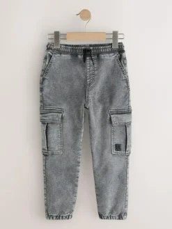 Outlet Next Grey/Blue Cargo Jeans With Elasticated Waists Jeans 2 Pack (3-16yrs)