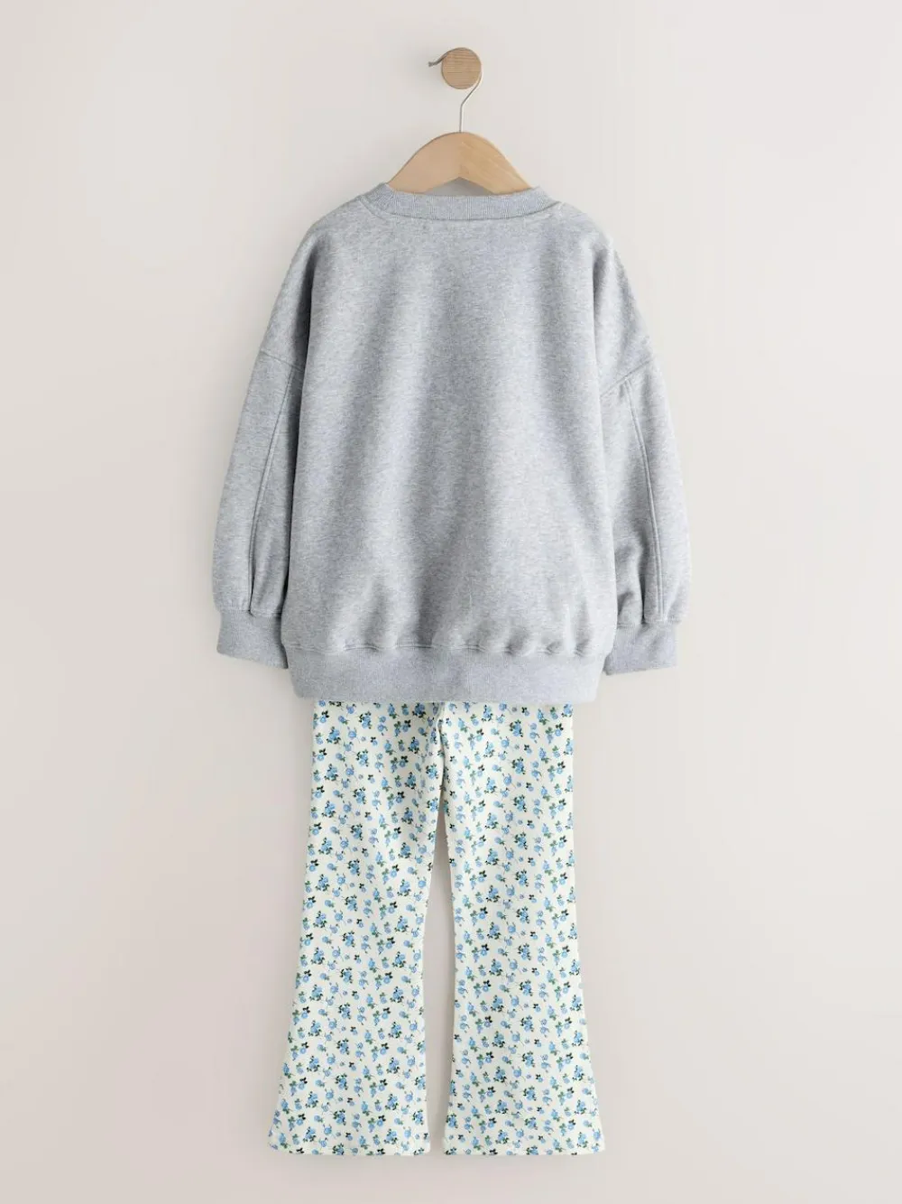 Discount Next Sweatshirt and Flare Leggings Set (3-16yrs) Grey/Blue Floral Slogan