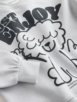 Best Next Sweatshirt and Wide Leg Trousers Set (3-16yrs) Grey/Gingham Dog