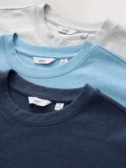 Next Grey/Light Blue/Navy Blue Marls Relaxed Fit Heavyweight T-Shirts 3 Pack^ Tops & T-Shirts