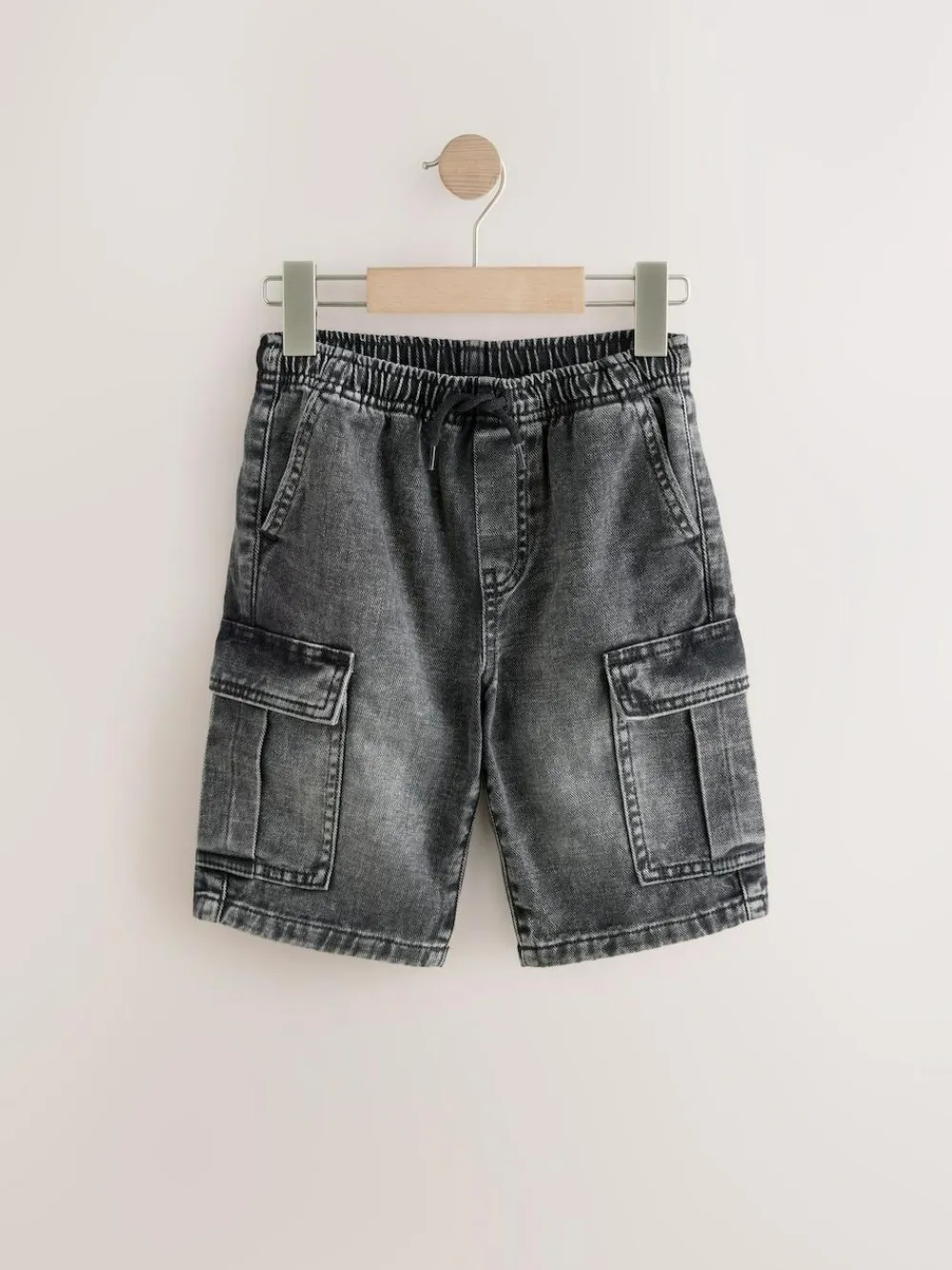 Outlet Next Grey/Mid Blue 100% Cotton Denim Cargo Shorts 2 Pack (3-16yrs)