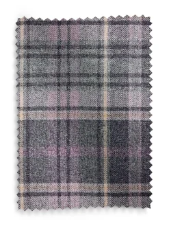 New Next Grey/Pink Brushed Check Super Thermal Eyelet Curtains