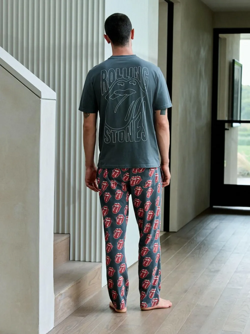 Next Grey/Red The Rolling Stones Short Sleeve Pyjamas Set^ Pyjamas