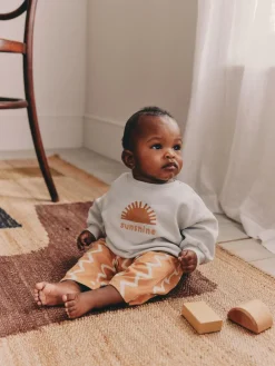Next Grey/Rust Sun Sweat Top and Joggers Baby Set (0mths-2yrs)^BOY Sweatshirts & Hoodies|Sweatshirts & Hoodies