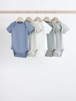Next Grey/White Short Sleeve Bodysuits 5 Pack^BOY Bodysuits & Vests|Vests