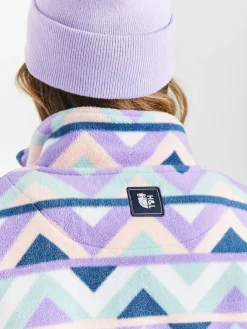 Hot Harper & Lewis Cream & Navy Raver Retro Pattern Quarter Zip Fleece