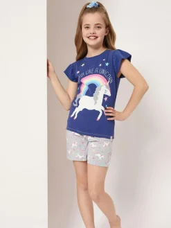 Harry Bear Grey Unicorn 100% Cotton Top And Short Set^ Shorts