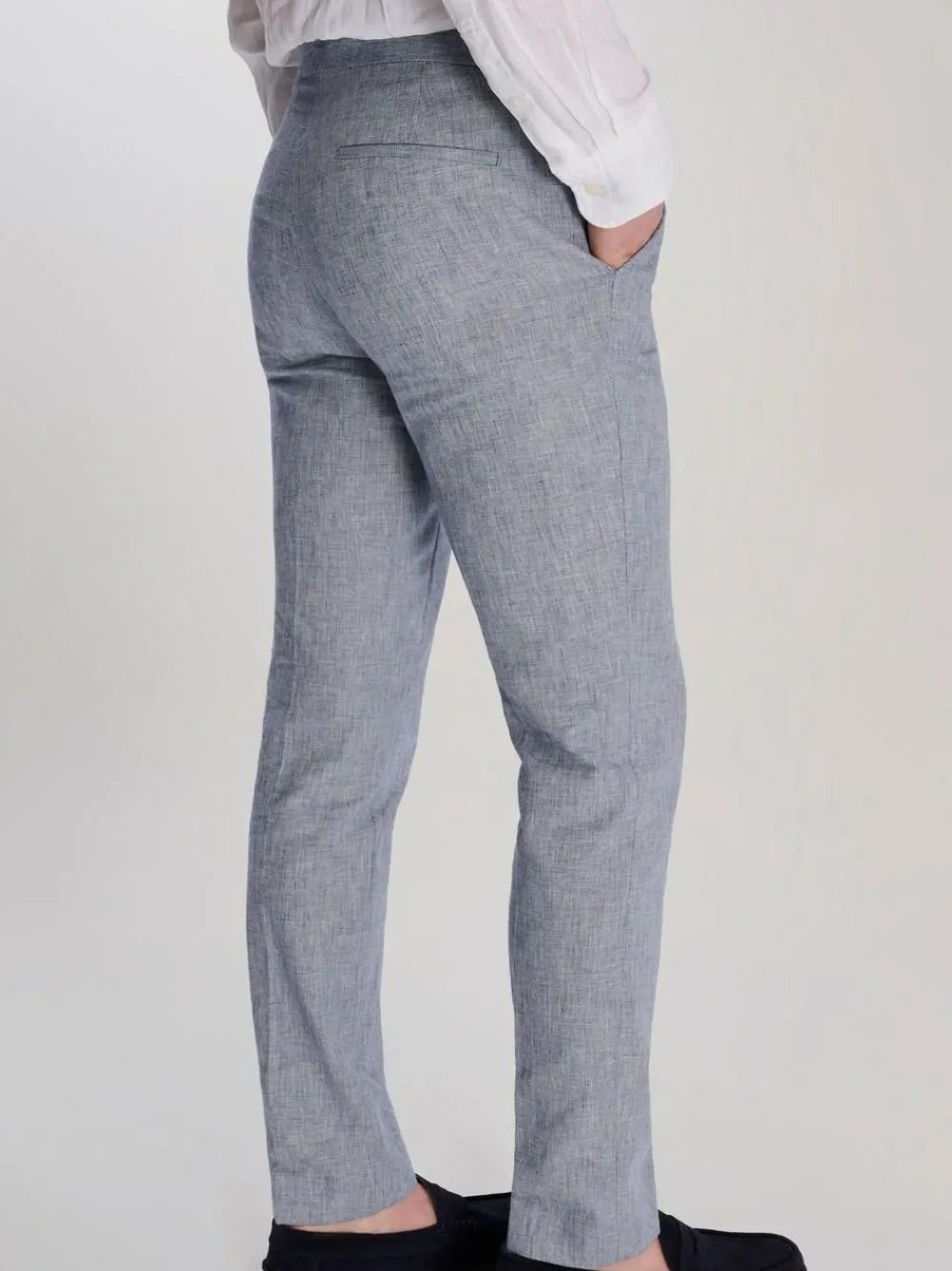 Sale Harry Brown Giacomo Slim Fit Cotton Linen Suit Trousers Blue