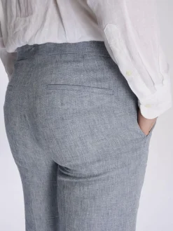 Sale Harry Brown Giacomo Slim Fit Cotton Linen Suit Trousers Blue