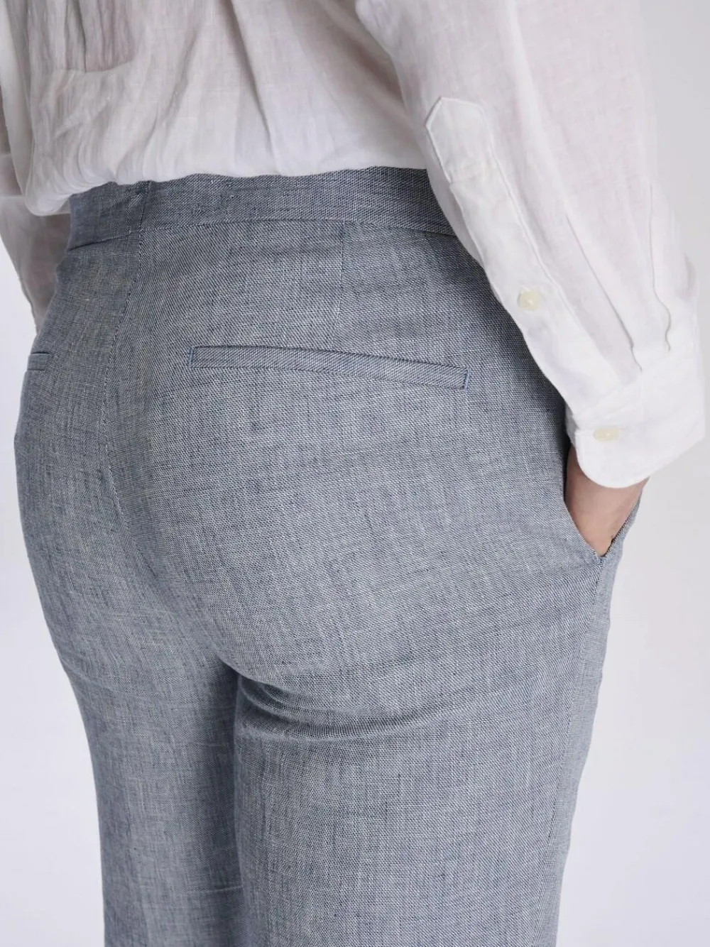 Sale Harry Brown Giacomo Slim Fit Cotton Linen Suit Trousers Blue