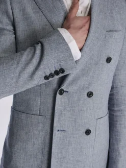 Harry Brown Giacomo Cotton Linen Double Breasted Suit Jacket^ Blue Suits|Suits & Tuxedos