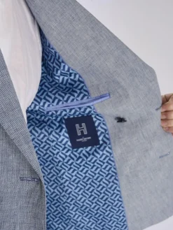 Harry Brown Giacomo Cotton Linen Double Breasted Suit Jacket^ Blue Suits|Suits & Tuxedos