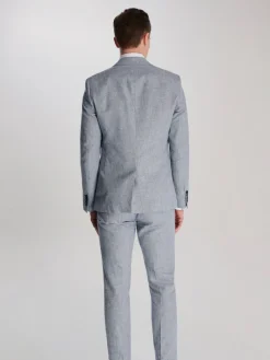 Harry Brown Giacomo Slim Fit Cotton Linen Suit Jacket Blue