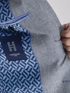 Harry Brown Giacomo Slim Fit Cotton Linen Suit Jacket Blue