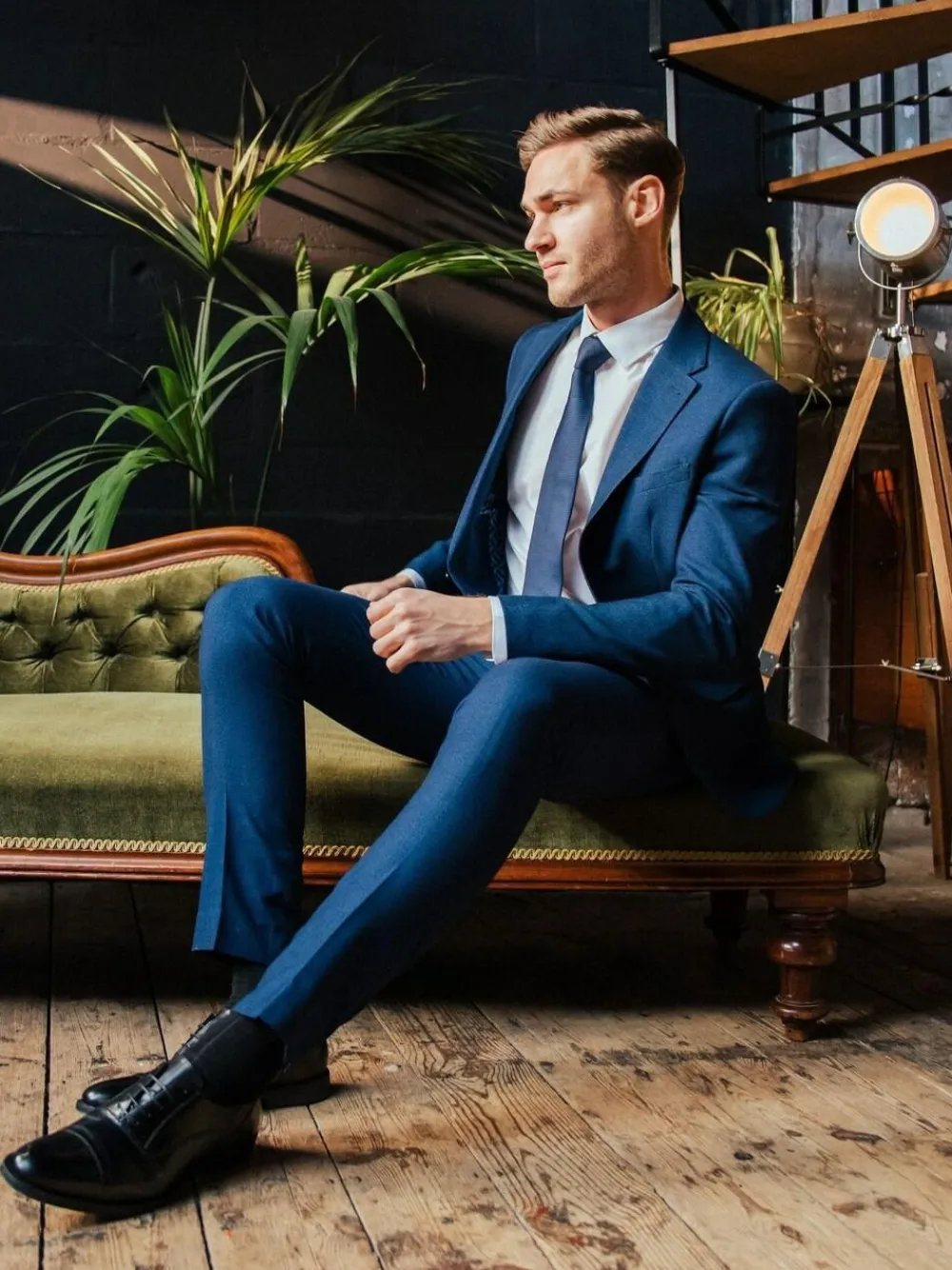 Harry Brown Slim Fit Suit Archie Melange Jacket^ Blue Suits