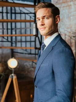 Harry Brown Slim Fit Suit Archie Melange Jacket^ Blue Suits