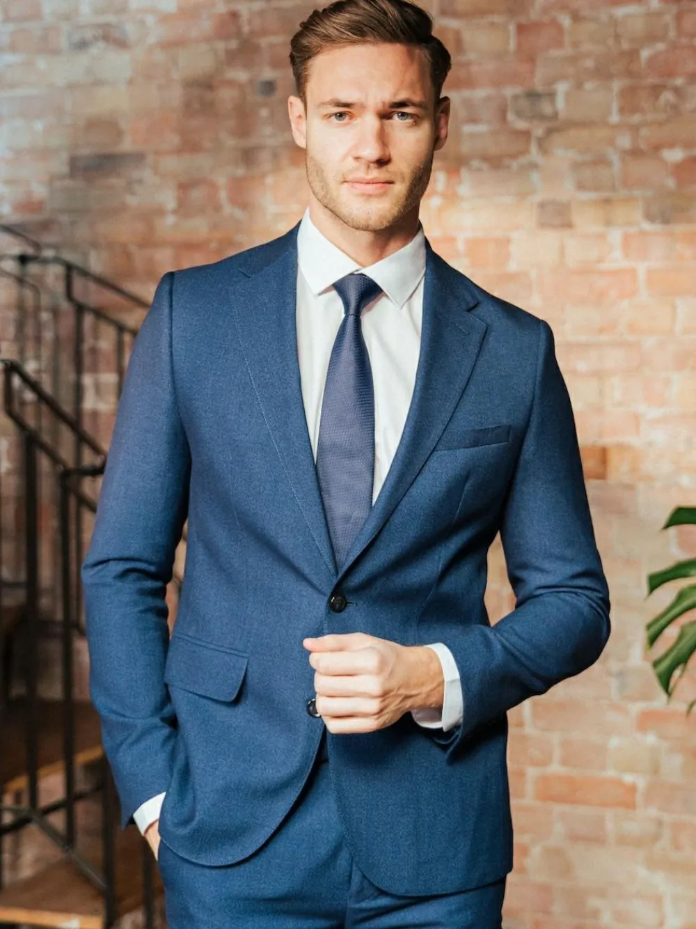 Harry Brown Slim Fit Suit Archie Melange Jacket^ Blue Suits