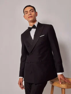 Hawes & Curtis Slim Dinner Double Breasted Black Suit Jacket