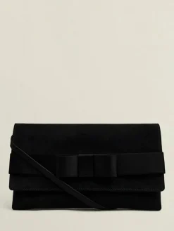 Hobbs Black Renata Bow Velvet Clutch^Women Purses
