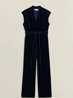Online Hobbs Blue Olive Velvet Jumpsuit