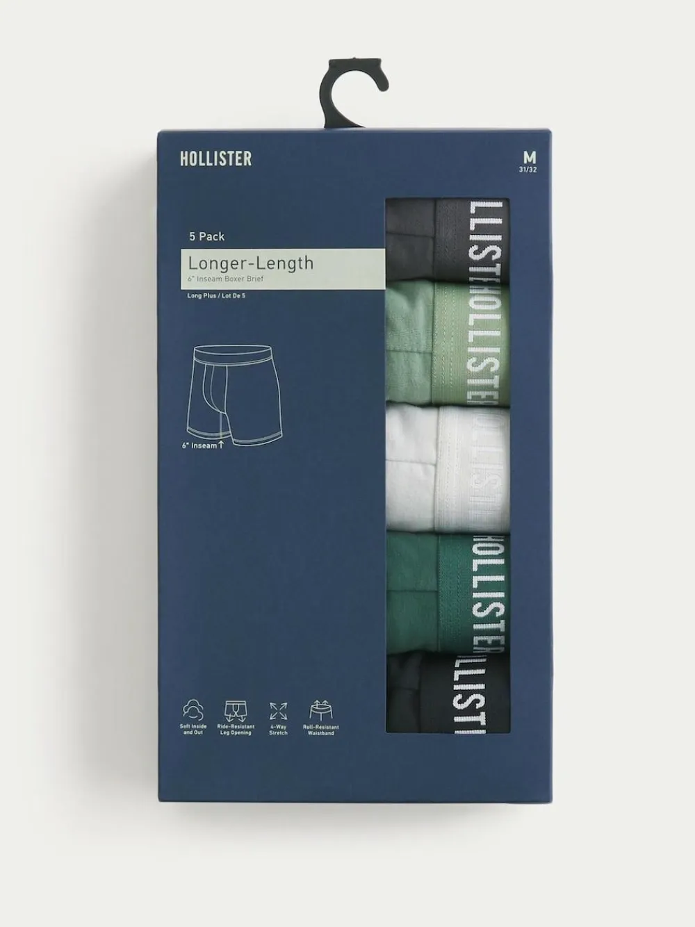 Discount Hollister Boxers 5 Pack Dark Green
