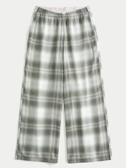 Outlet Hollister Flannel Check Pyjama Bottoms With Logo Waistband Green