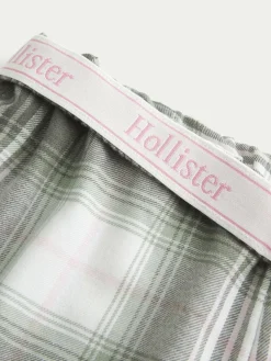Outlet Hollister Flannel Check Pyjama Bottoms With Logo Waistband Green