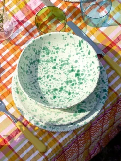 Outlet Hot Pottery 12 Piece Splatter Signature Dinner Set Pistachio